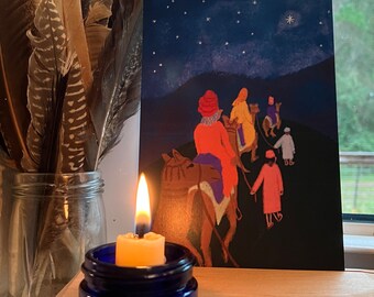 Epiphany Art, Three Wise Men, Three Kings Day, 3 Magi, Nativity Art Printable, We Three Kings, Follow the Star, Star of Bethlehem