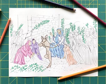 Palm Sunday Coloring Page, Triumphal Entry, Hosanna Craft, Palm Sunday Craft for Kids, Palm Sunday Activity, Palm Sunday for Kids, Holy Week