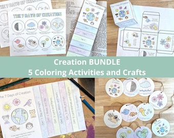 Bible Lessons, 7 Days of Creation Printable, In the Beginning Kids Sunday School, Creation Story Coloring Book, Gods Creation Craft For Kids