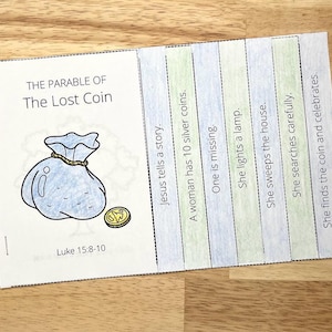 Parables of Jesus for Kids, The Parable of the Lost Coin Booklet, The Lost Coin Parable, Sunday School Craft For Kids, Kids Bible Lessons