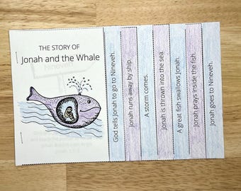 Jona und der Wal zum Ausdrucken, Kinderbibelstunden, Jona und der Fisch Handwerk, Sonntagsschule Handwerk für Kinder, Jona und der Wal Bastelkits