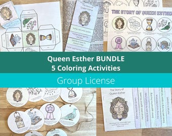 Esther Bible Story Activities, Purim, Queen Esther Printable Craft, Esther 4:14 Coloring Page, Sunday School Lesson, Queen Esther Crafts
