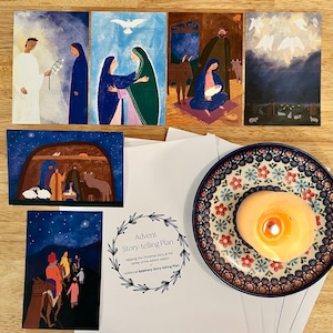Advent voor kinderen - kerstverhaalplan met kunstkaarten - geïllustreerd - Epiphany-gids - voor familie kerkschoolkinderen - afdrukbaar