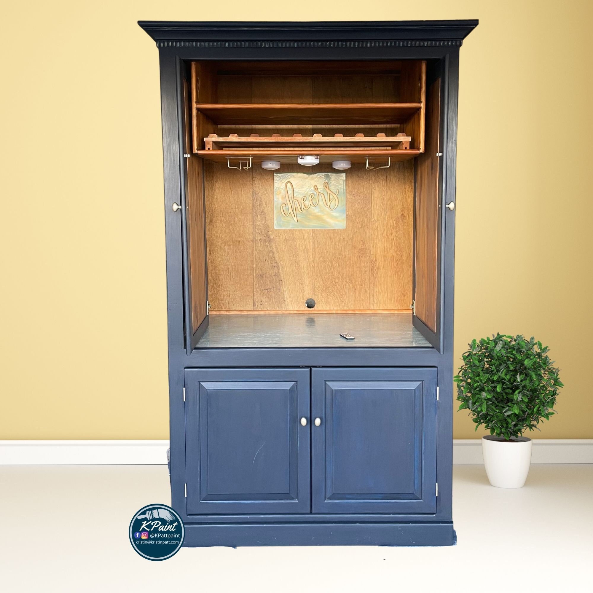 AVAILABLE NOW Navy Custom Armoire Wine Bar Beverage Station Etsy