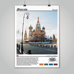 Moscow Print, Moscow Poster, Moscow Wall Art, Moscow Art Print, Moscow Decor, Moscow Photography, Russian Art, Digital Oil Painting