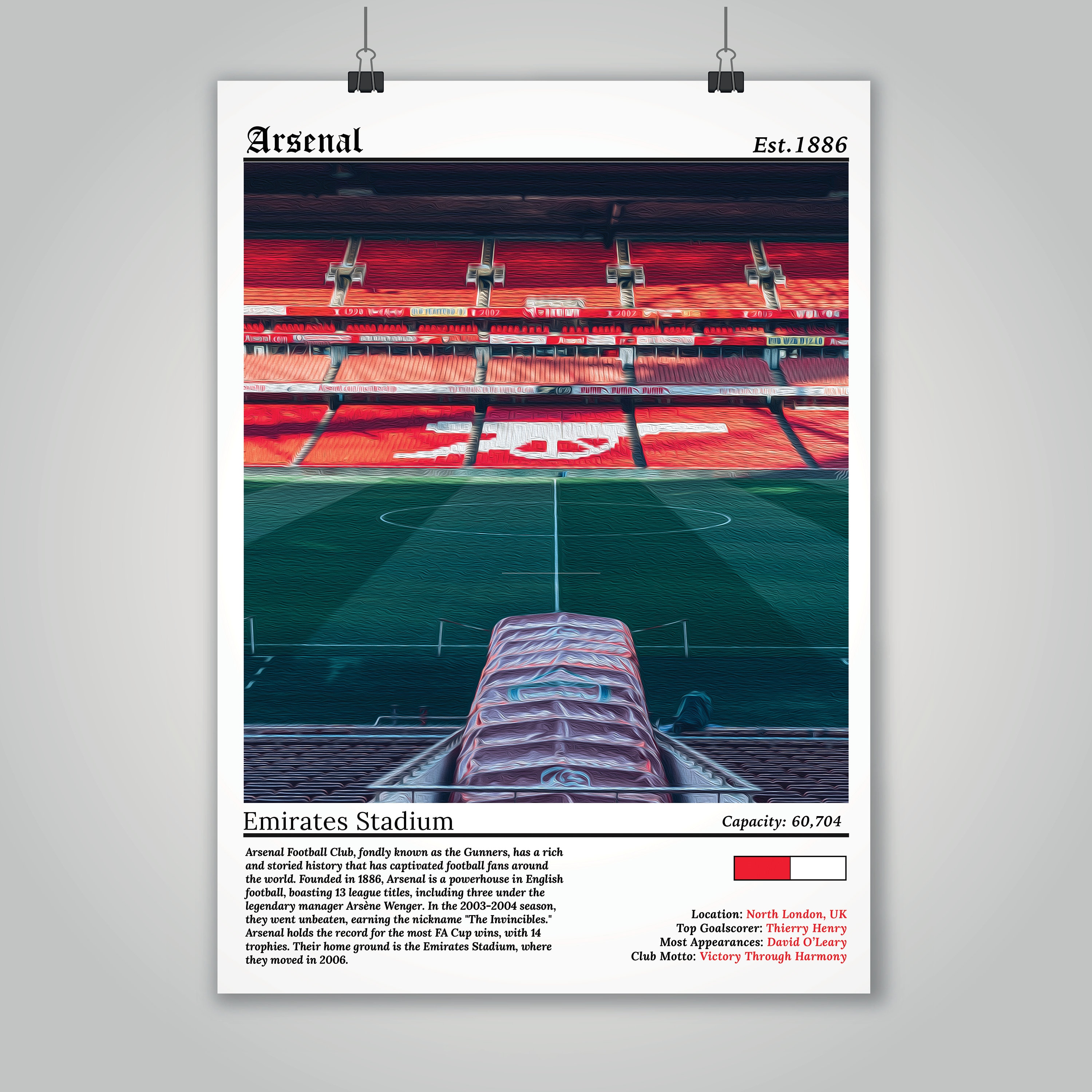 Arsenal F.C. - Football Poster Print - Emirates Stadium Print, Football ...