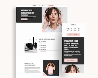 Feminine Sales and Marketing Funnel, Sales Page Template, Coaching Course Sales Page, Sales Landing Page Template, Coaching Program Template