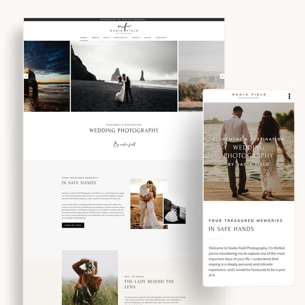 NEUE Fotografen-Website, Wordpress-Fotografen-Theme, Kadence-Fotografie-Theme, Elopement-Fotografen-Vorlage, feminines Wordpress-Theme