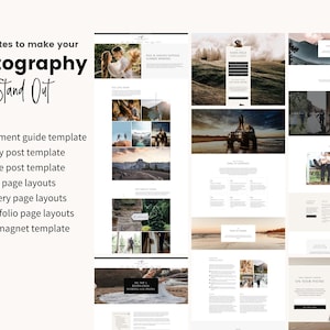 K&ouml;nnte beinhalten: Eine Sammlung von Website-Vorlagen f&uuml;r Fotografen, die eine Vielzahl von Layouts f&uuml;r verschiedene Arten von Inhalten bieten, darunter Blogbeitr&auml;ge, Galerien und Portfolio-Seiten. Die Vorlagen sollen Fotografen dabei helfen, eine professionelle und optisch ansprechende Online-Pr&auml;senz zu schaffen.