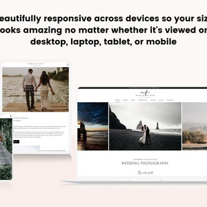 K&ouml;nnte beinhalten: Eine Website f&uuml;r eine Hochzeitsfotografin, Nadia Field, die ihre Arbeit mit Bildern von Paaren an verschiedenen Orten pr&auml;sentiert. Die Website ist responsiv und sieht auf allen Ger&auml;ten gut aus.