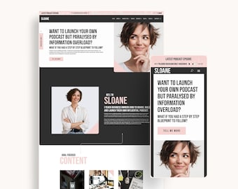 Podcast Website, Wordpress Coaching Theme, Divi Coaching Theme, Podcast Template, Feminine Wordpress Theme, Wordpress Podcast Theme
