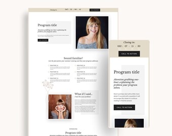 Feminine Sales and Marketing Funnel, Sales Page Template, Coaching Course Sales Page, Sales Landing Page Template, Coaching Program Template