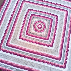 Margaret Square & Blanket Crochet Pattern - Floral Repeat Blanket Pattern
