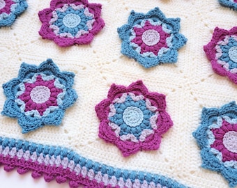 Maisey Square & Blanket Crochet Pattern - Floral Granny Square and Blanket