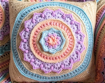 Luminous Theia Square & Cushion Crochet Pattern - Floral Mandala Granny Square Pattern