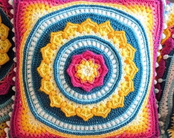 Radiant Theia Square & Cushion Crochet Pattern - Floral Mandala Granny Square Pattern
