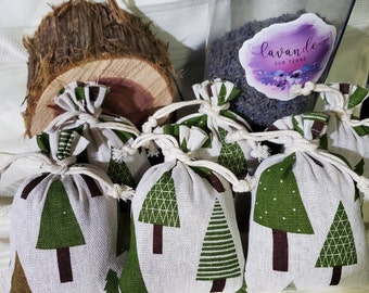 6 Cedar +/- Lavender Sachets, natural non-toxic moth repellent bags, refillable sachets, eco-friendly gift,  housewarming gift, tree print