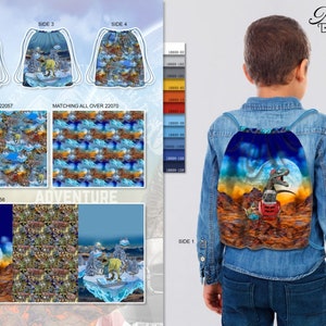Panel | Children&#39;s backpack/gym bag | DIY for kids | Dino, unicorn, car, Paris, horse