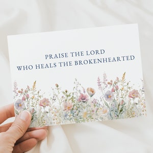 Floral Christian Sympathy Card en envelop met bijbelvers - 5 x 7 afdrukbare digitale download
