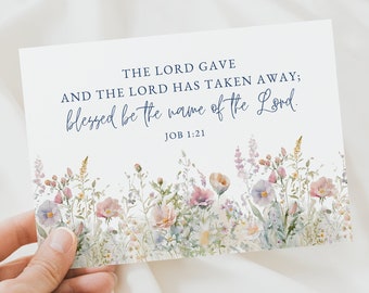 Comforting Job 1:21 Bible Verse Sympathy Card - Printable 5x7 Digital Download for Bereavement