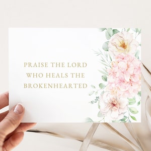 Inspirational Floral Beileid Karte: Digital 5x7 Printable mit Bibel Vers für Verlust und Trost