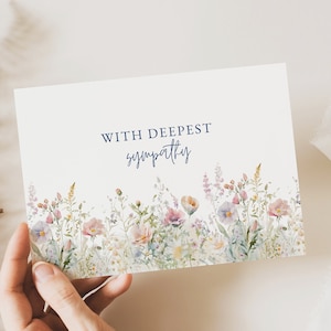 Carte de sympathie florale et enveloppe en téléchargement numérique - Condoléances à imprimer pour la perte, le deuil, le deuil