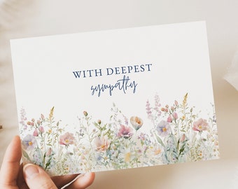 Floral Sympathy Card & Envelope Digital Download - Condolence Printable for Loss, Grief, Bereavement