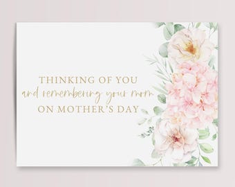 Floral Sympathy Card Missing Mom Mother's Day - Printable 7x5 Remembrance Greeting Download with Envelope