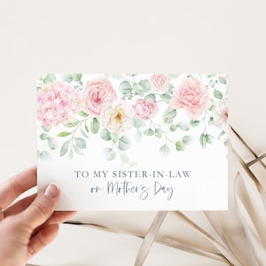Carte florale de fête des mères pour belle-soeur | Carte de voeux aquarelle bricolage imprimable | Téléchargement instantané 5x7