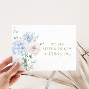 Carte de fête des mères imprimable pour belle-soeur : enveloppe florale aquarelle bricolage cadeau - téléchargement immédiat 5 x 7
