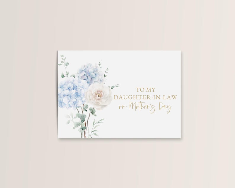 Tarjeta y sobre imprimibles para el Día de la Madre: saludo floral DIY para nuera, 5x7, descarga digital imagen 7