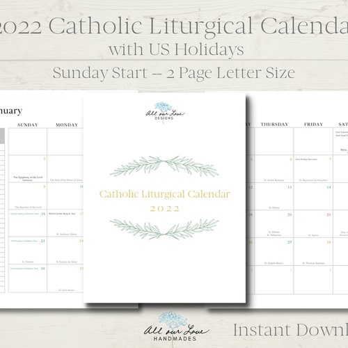20222023 Catholic Liturgical Calendar Year at a Glance Etsy Australia