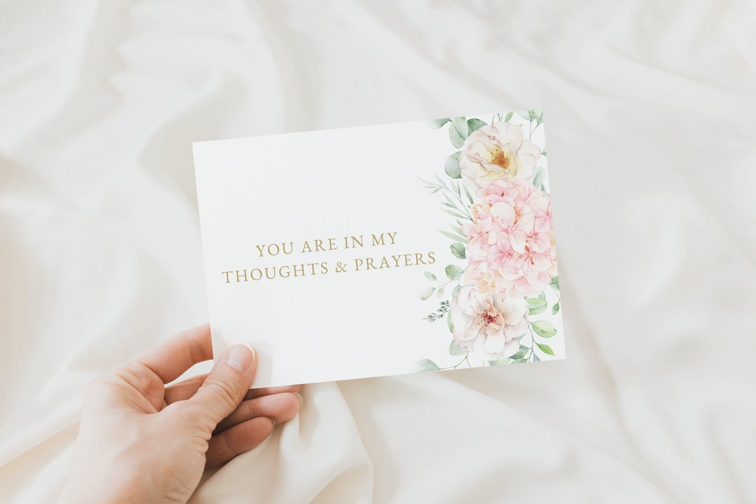 Thoughts and Prayers Sympathy Card With Watercolor Flowers (digital ...