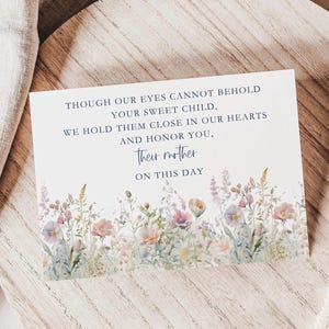 Carte de sympathie fleurs sauvages pour mères endeuillées - Aide à la perte d'un enfant et à une fausse couche à imprimer