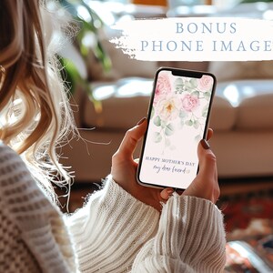 Tarjeta imprimible floral para el Día de la Madre / Sobre de acuarela de 5x7 pulgadas / Regalo DIY para tu hermana / Descarga instantánea imagen 6