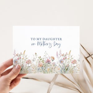Floral Mother's Day Card for Daughter – Wildflower Watercolor Greeting (Digital Download) image 2