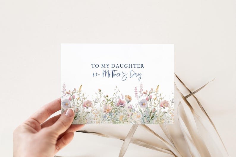 Floral Mother's Day Card for Daughter – Wildflower Watercolor Greeting (Digital Download) image 2