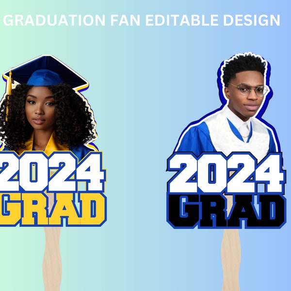 Grad Fan template, Custom Grad fan,  Graduation Fan SVG,  Editable Graduation template, 2024 Grad SVG Canva