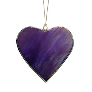 Purple Heart Stained Glass Window Hanging, Heart Suncatcher image 2