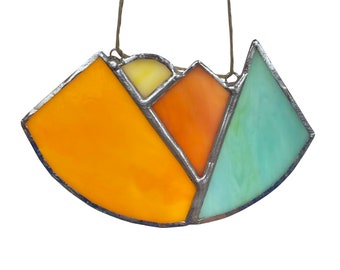 Mountains Stained Glass Window Hanging, Mountains Suncatcher
