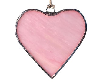 Pink Heart Stained Glass Window Hanging, Heart Suncatcher