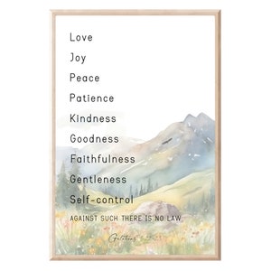 Galatians 5:22-23 The Fruit of The Spirit, Printable Bible Verse Wall Art, Digital Prints, Christian Art, Kitchen Decor, Prints, Art Prints