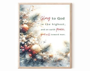 Luke 2:14 Christmas Printable, Christian Wall Art (Digital Download)