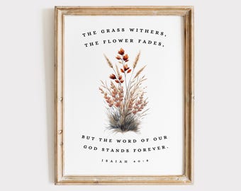 Isaiah 40:8 Bible Verse Print, Christian Wall Art (Digital Download)