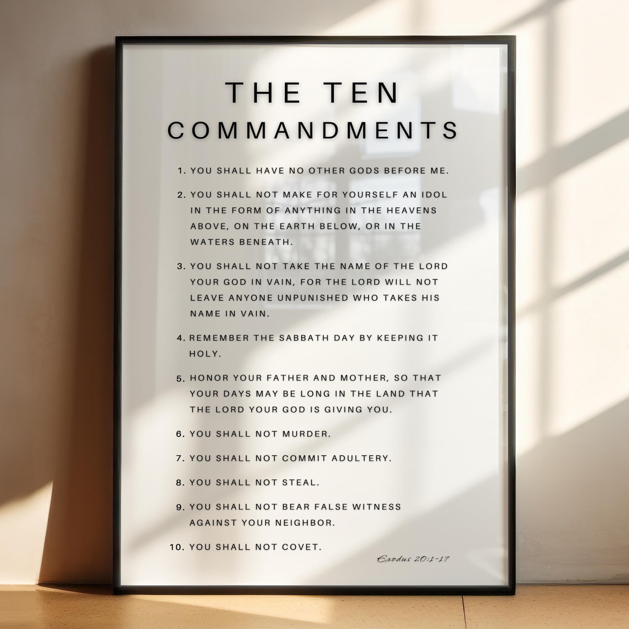 The Ten Commandments Print – Exodus 20:1-17, Printable, Bible Verse ...