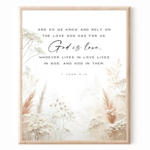 1 John 4:16 Bible Verse Print, Home Decor, Christian Wall Art (Digital Download)
