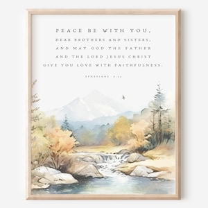 Ephesians 6:23 Peace Be With You, Printable, Bible Verse Wall Art, Digital Prints, Wall Art, Farmhouse Decor, Christian Art, Art Prints