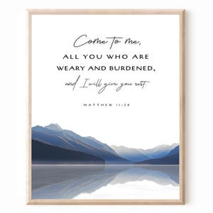 Matthew 11:28 Come To Me All You Who Are Weary, Printable, Bible Verse Wall Art, Digital Download, Modern Christian Art, Farmhouse Decor