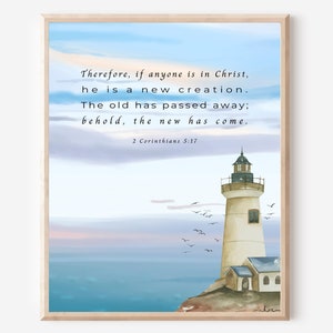 2 Corinthians 5:17 If Anyone Is In Christ, Printable, Bible Verse Wall Art, Wall Decor, Christian Art, Baptism Gift, Digital Prints, Prints