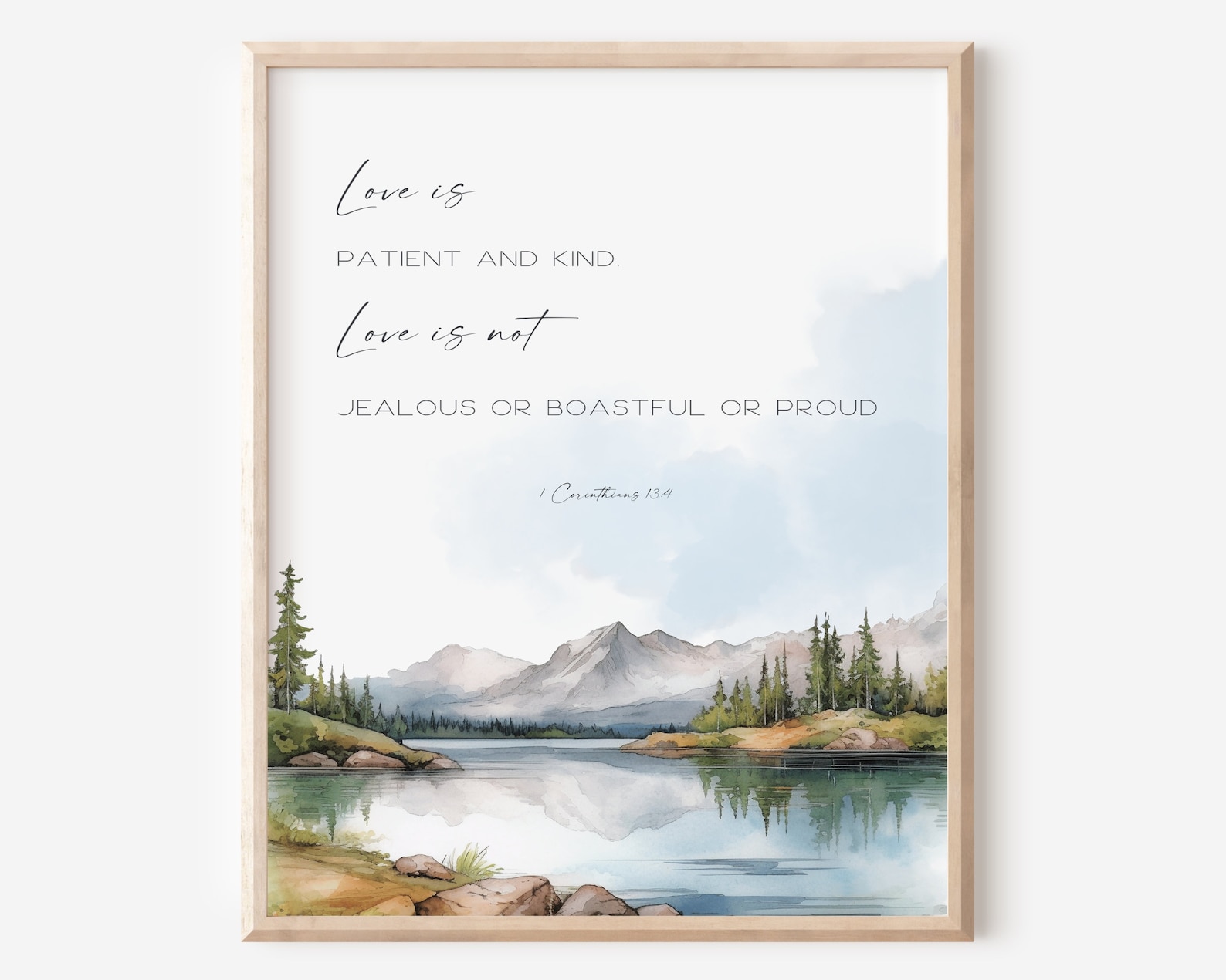 1 Corinthians 13:4 Love is Patient and Kind, Printable Bible Verse Wall ...